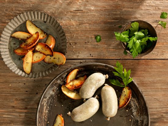 poulet-leberwurst-apfelschnitze-gebraten